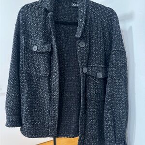Zara Womens Black Tweed Jacket